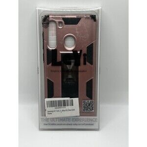 LeYi Samsung Galaxy A21 Case with Kickstand - Rose Gold Military Grade Armor
